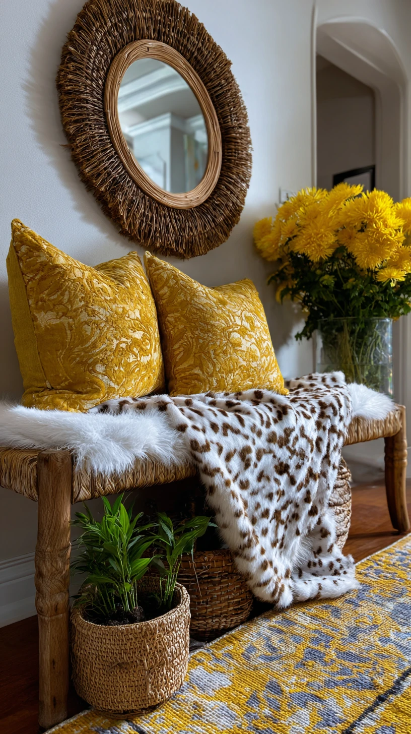Rustic Bench & Bold Yellows