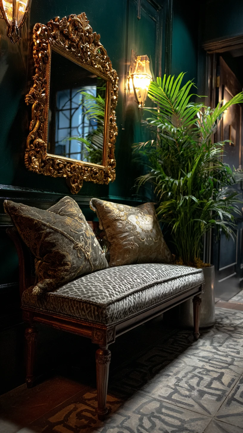 Opulent Green & Gold Bench