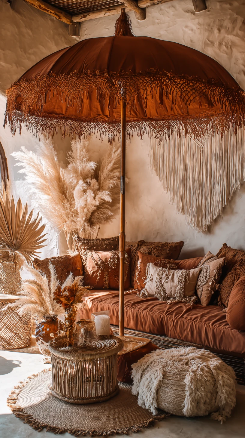 Boho Chic Fringed Umbrella Lounge