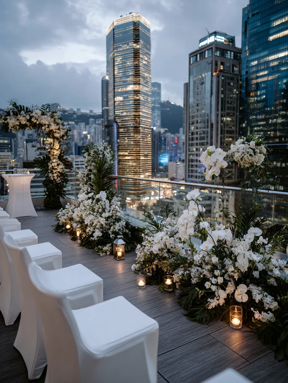 Chic Rooftop Ceremony with Orchids