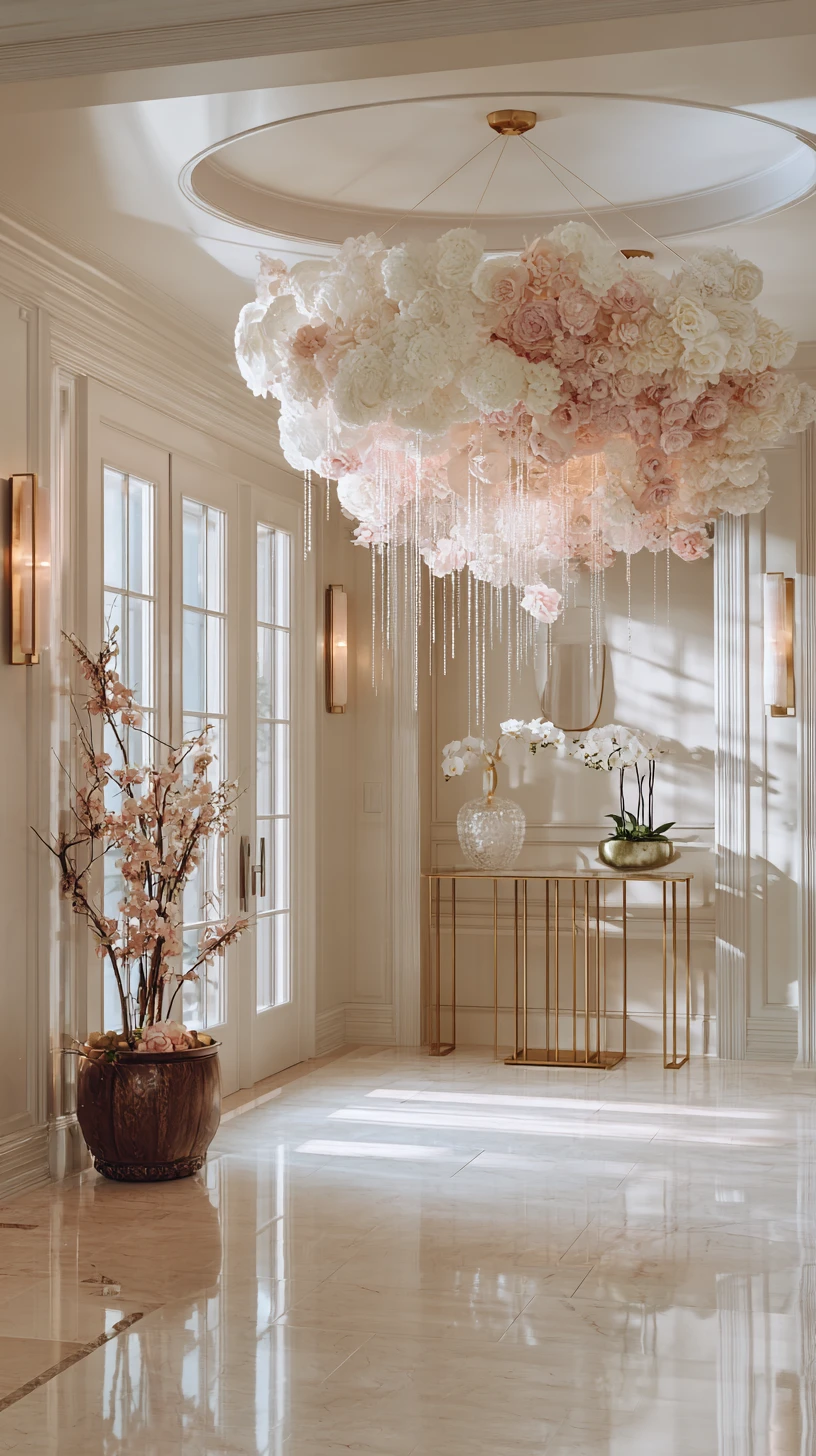 Grand Floral Cloud Chandelier Foyer