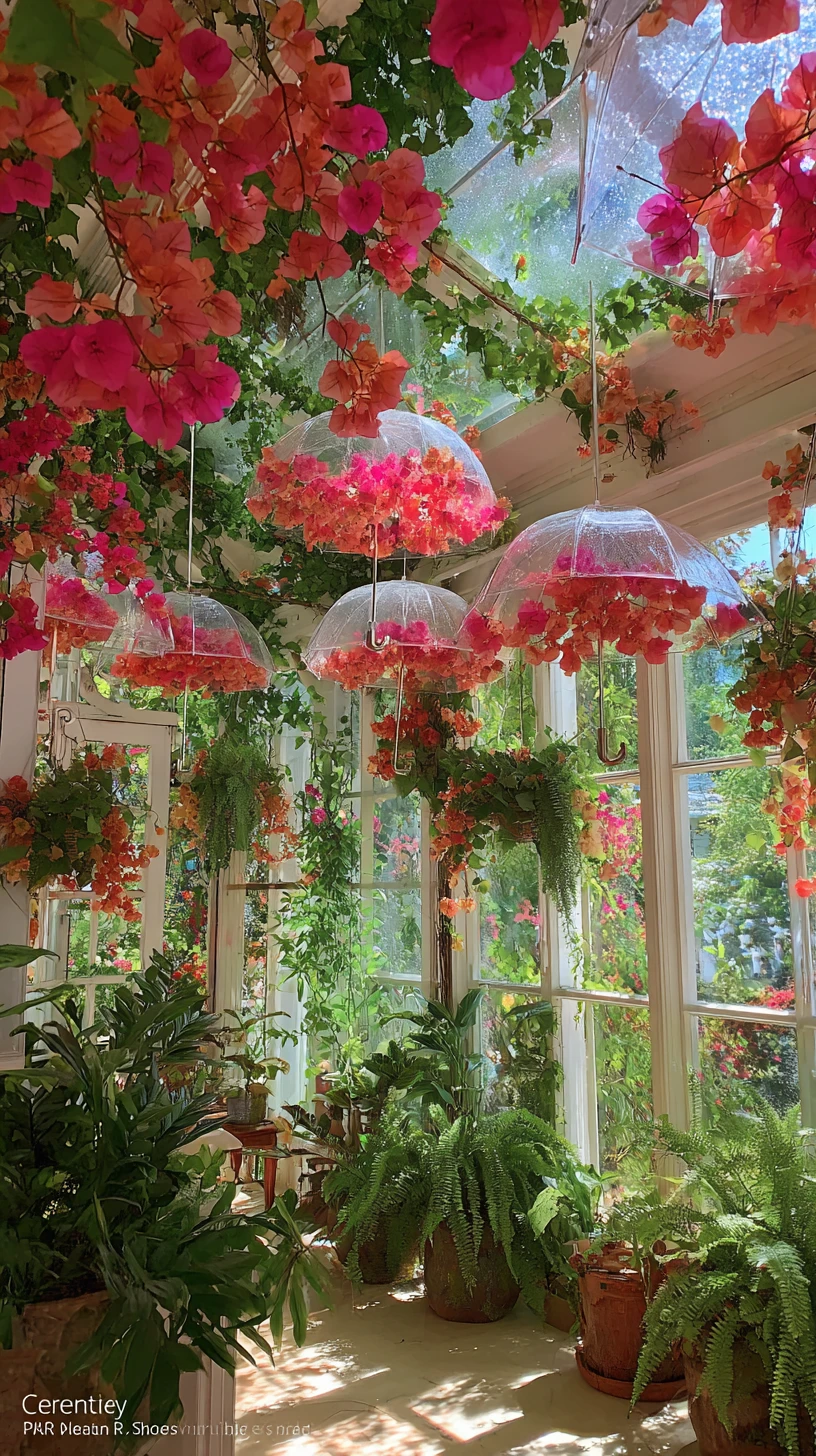 Bougainvillea Filled Umbrella Greenhouse