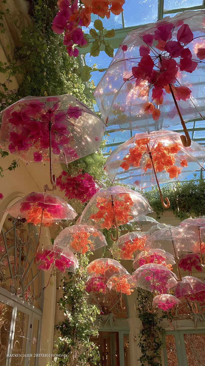Sunlit Bougainvillea Umbrella Ceiling