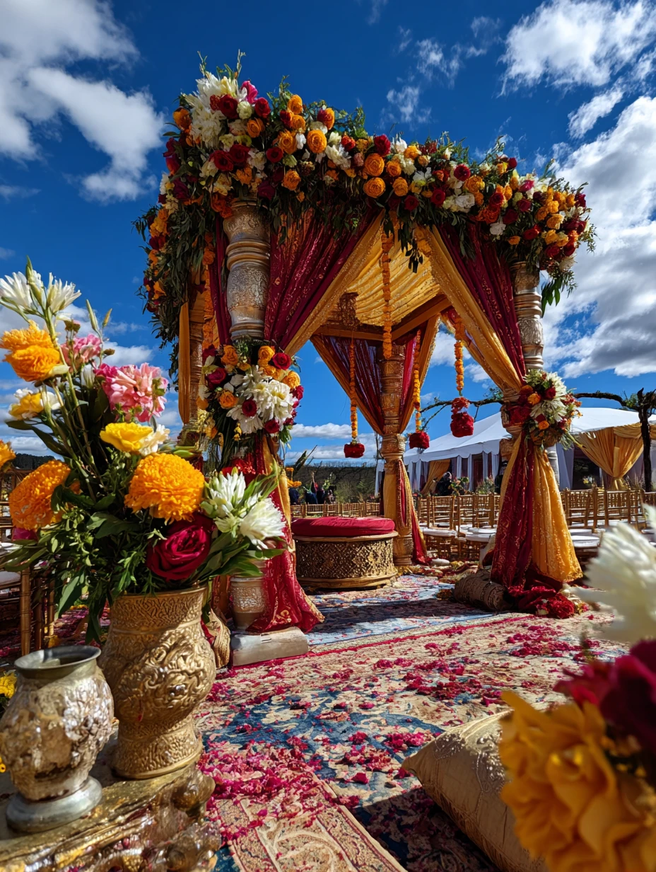 Mandap with Floral Canopy & Vases