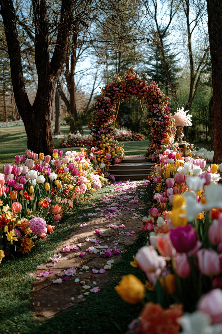 Petal-Strewn Aisle & Floral Arch