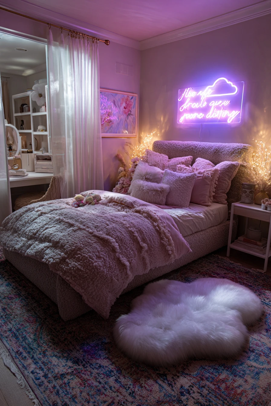 Romantic Pink Glow Bedroom