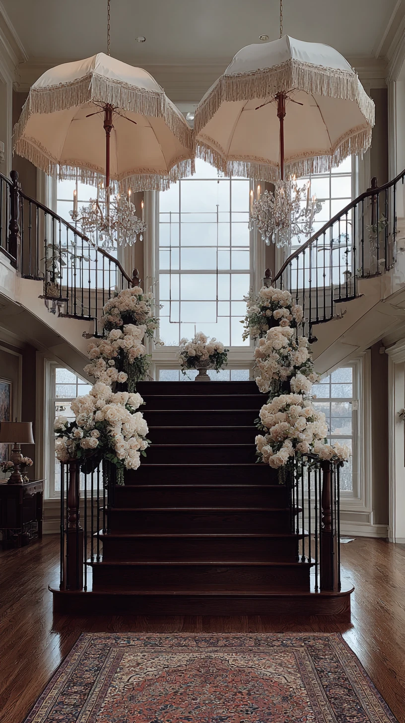 Fringed Umbrella and Crystal Staircase