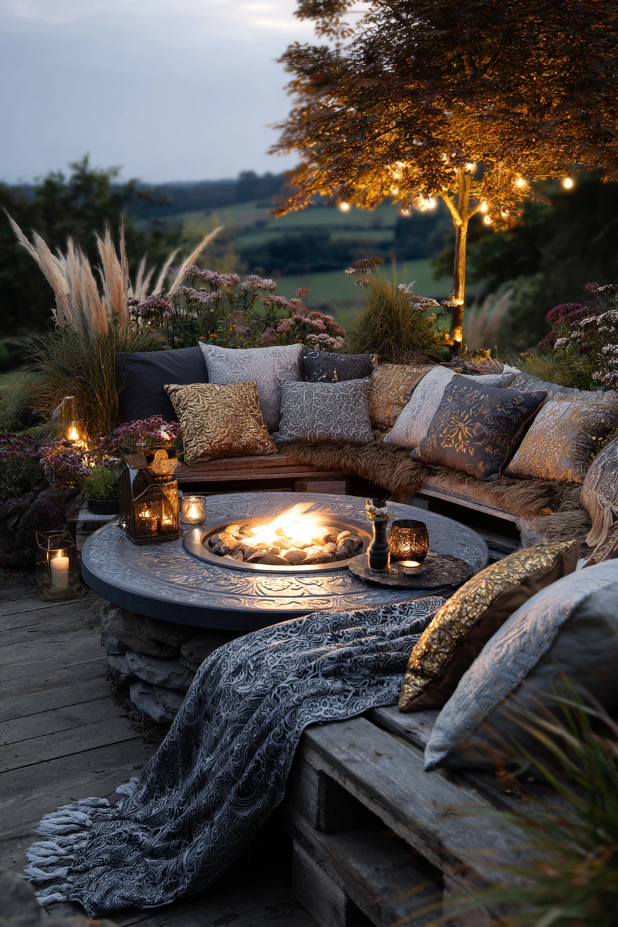 Curved Fire Pit Lounge