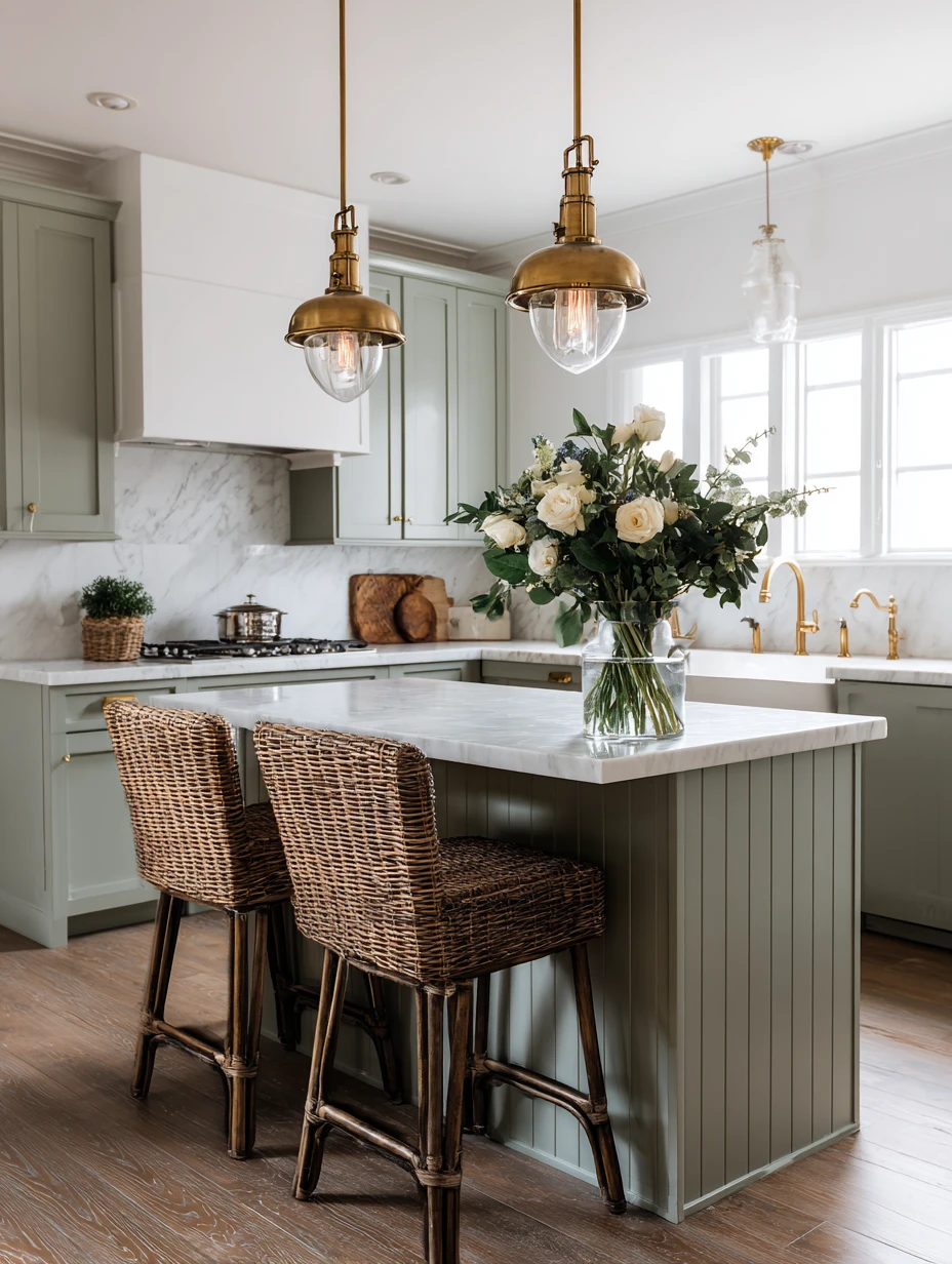 Elegant Green & Gold Island