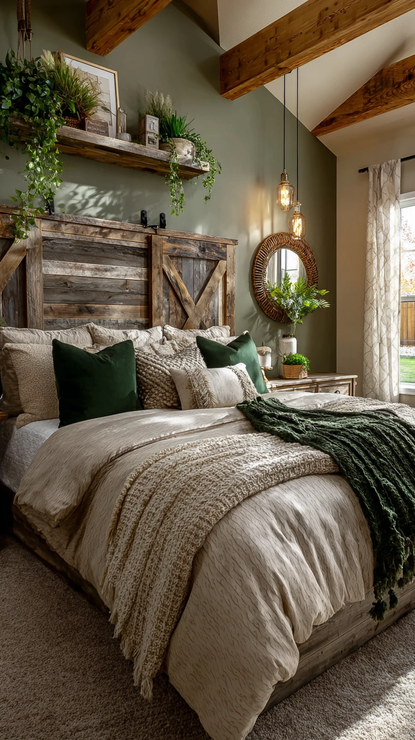 Barn Door Headboard & Green Accents