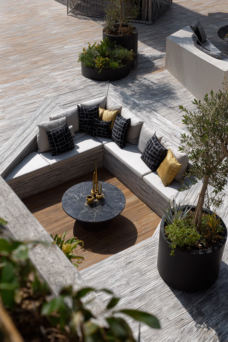 Modern Deck with Geometric Seating