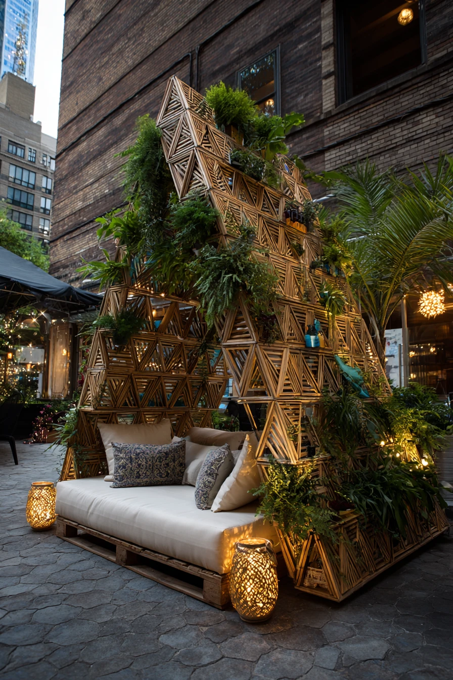 Modern Pallet Pyramid & Green Wall