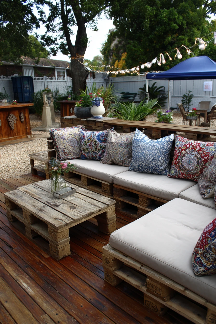 Deck Lounge with Blue Accents