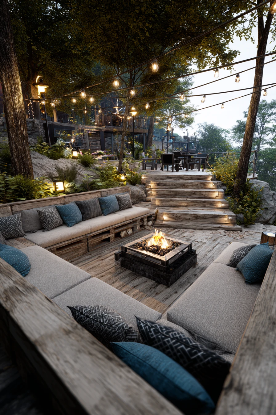 Multi-Level Deck with Fire Pit