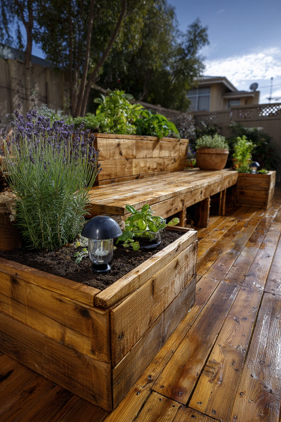 Integrated Pallet Planters & Bench
