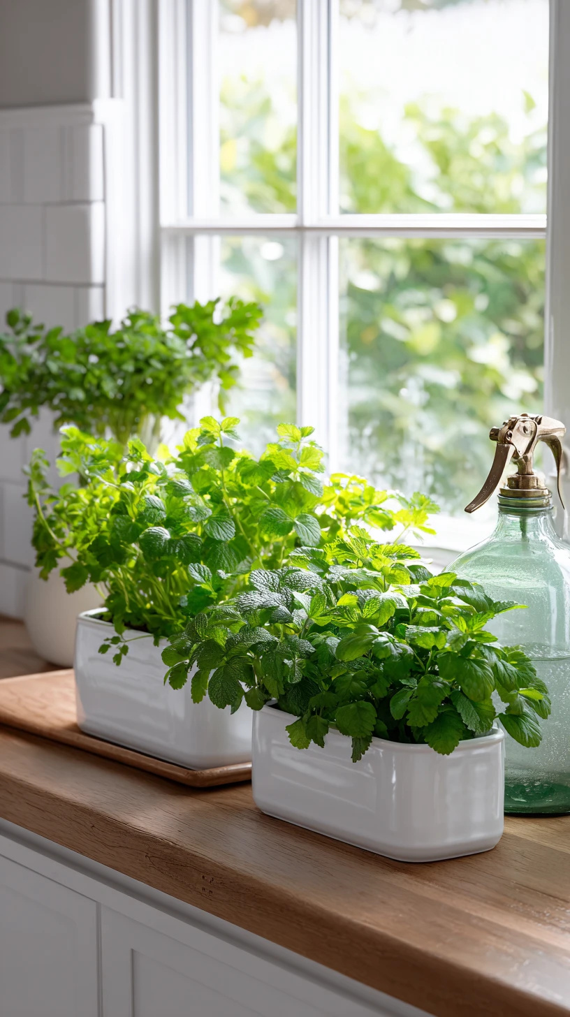 Crisp White Kitchen Herb Garden