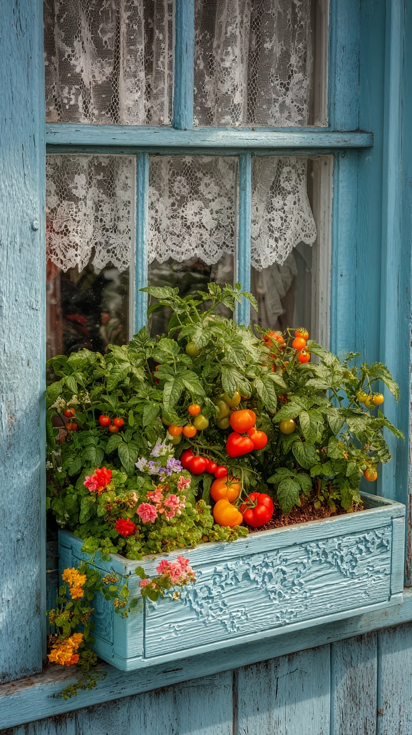 Charming Blue Window Garden