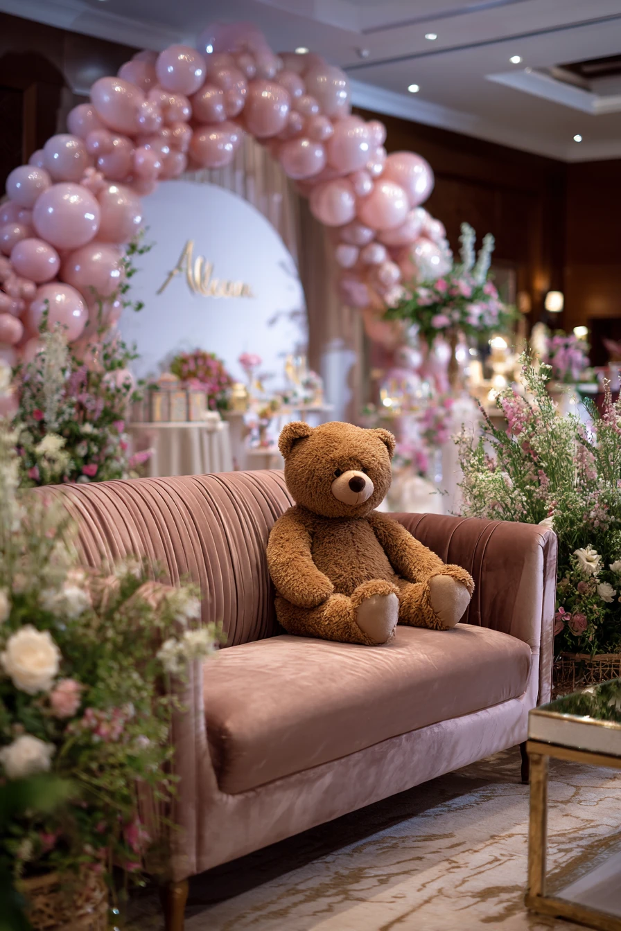 Pink Sofa & Teddy Bear