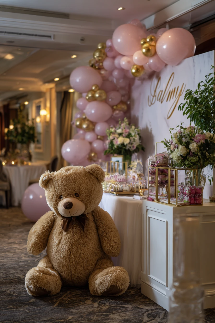Pink & Gold Teddy Bear Welcome