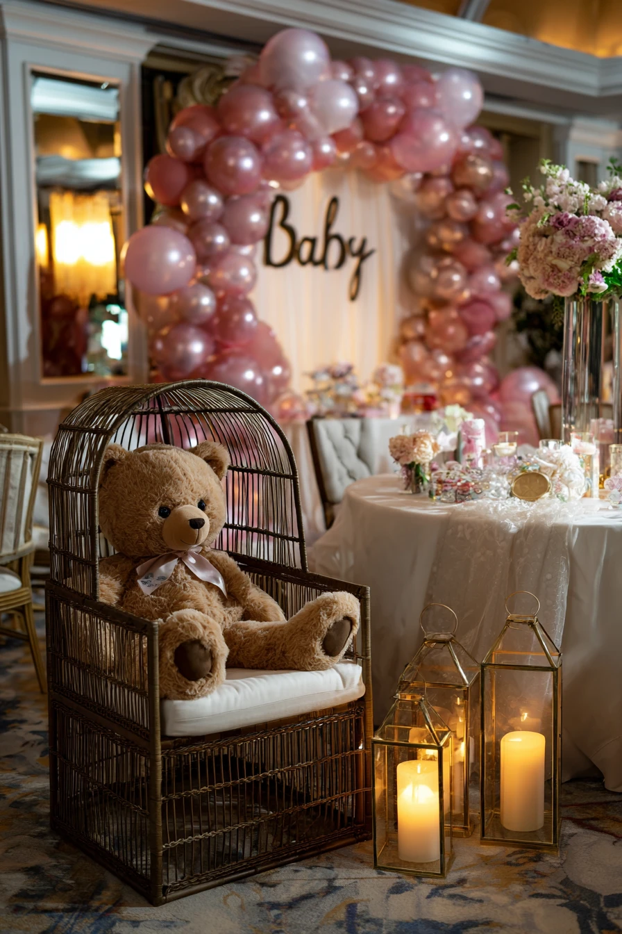 Teddy Bear in Rattan Chair