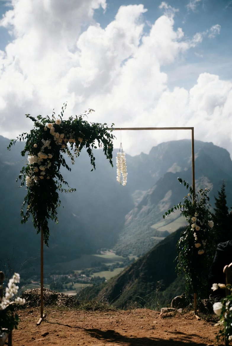 Minimalist Copper Arch & Greenery