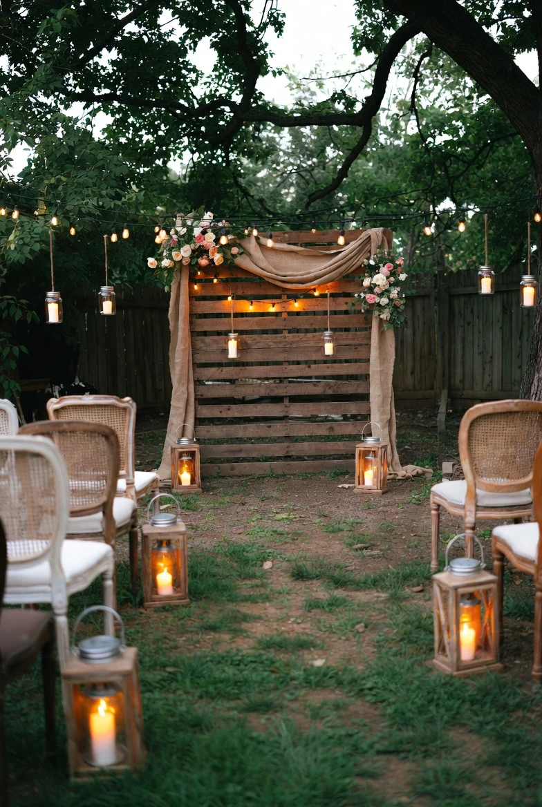 Rustic Backyard Pallet Backdrop