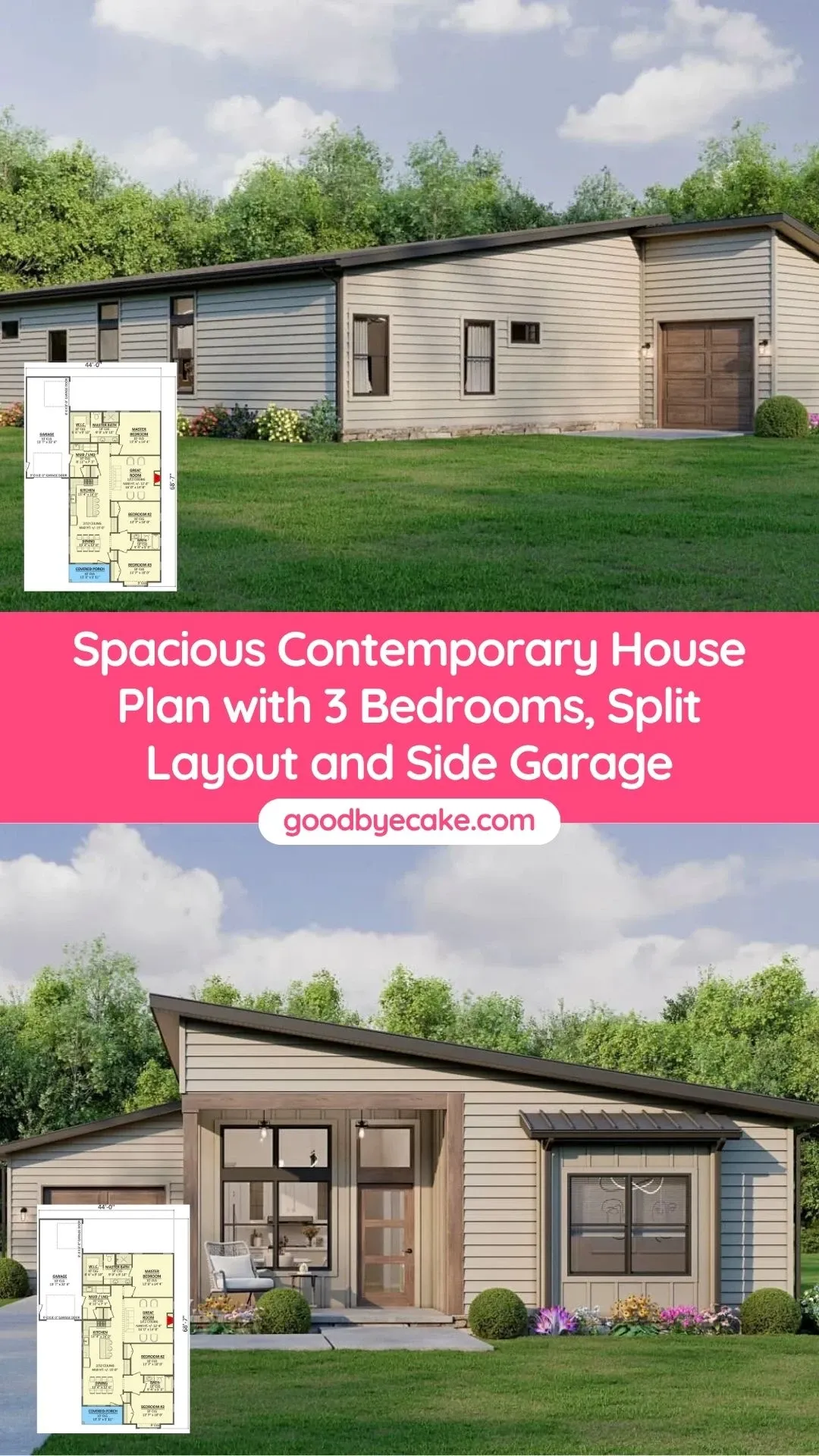 Stylish Modern Floor Plan: 3 Beds, 2 Baths