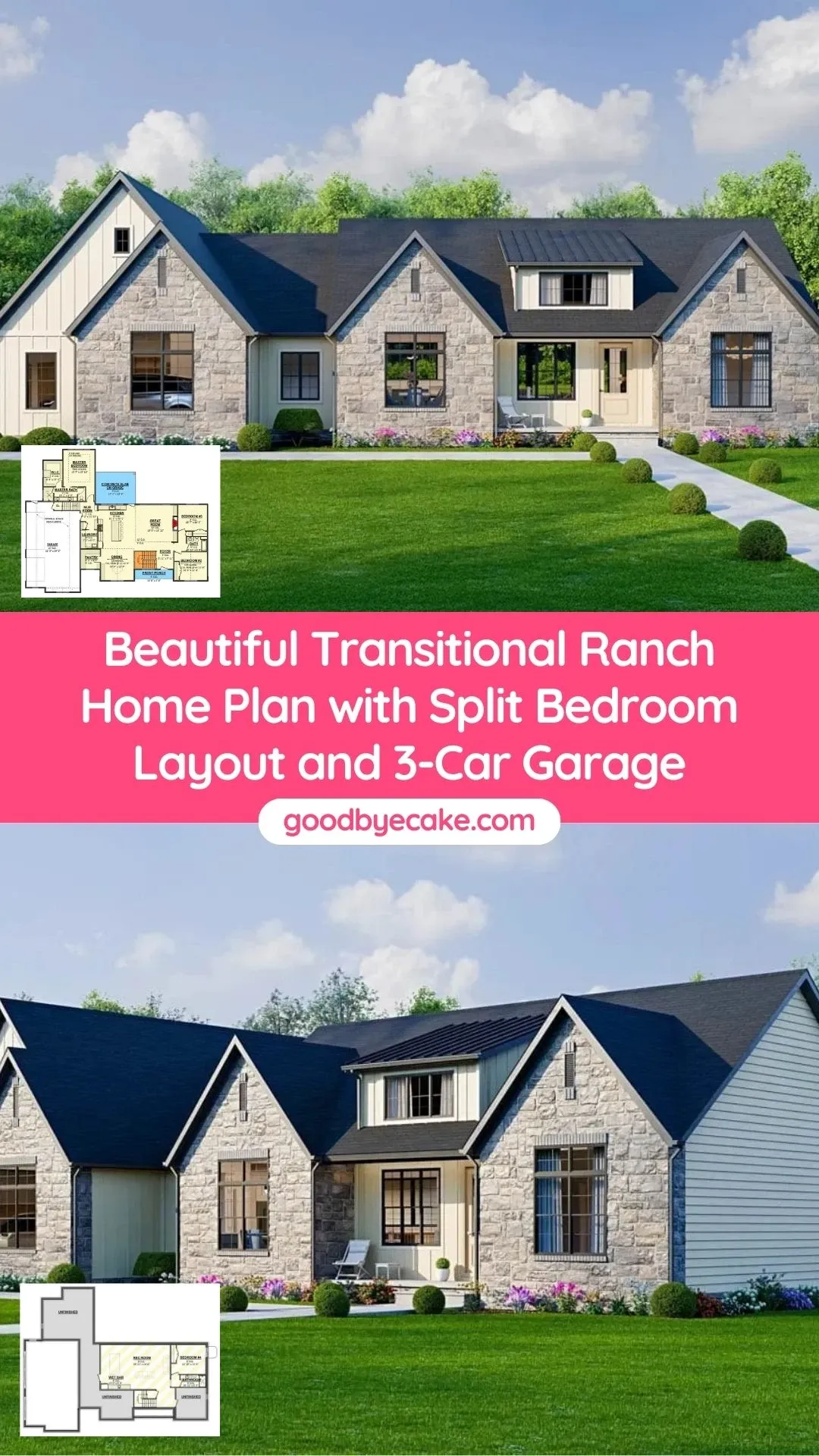 Ranch Home Plan with Split Bedrooms