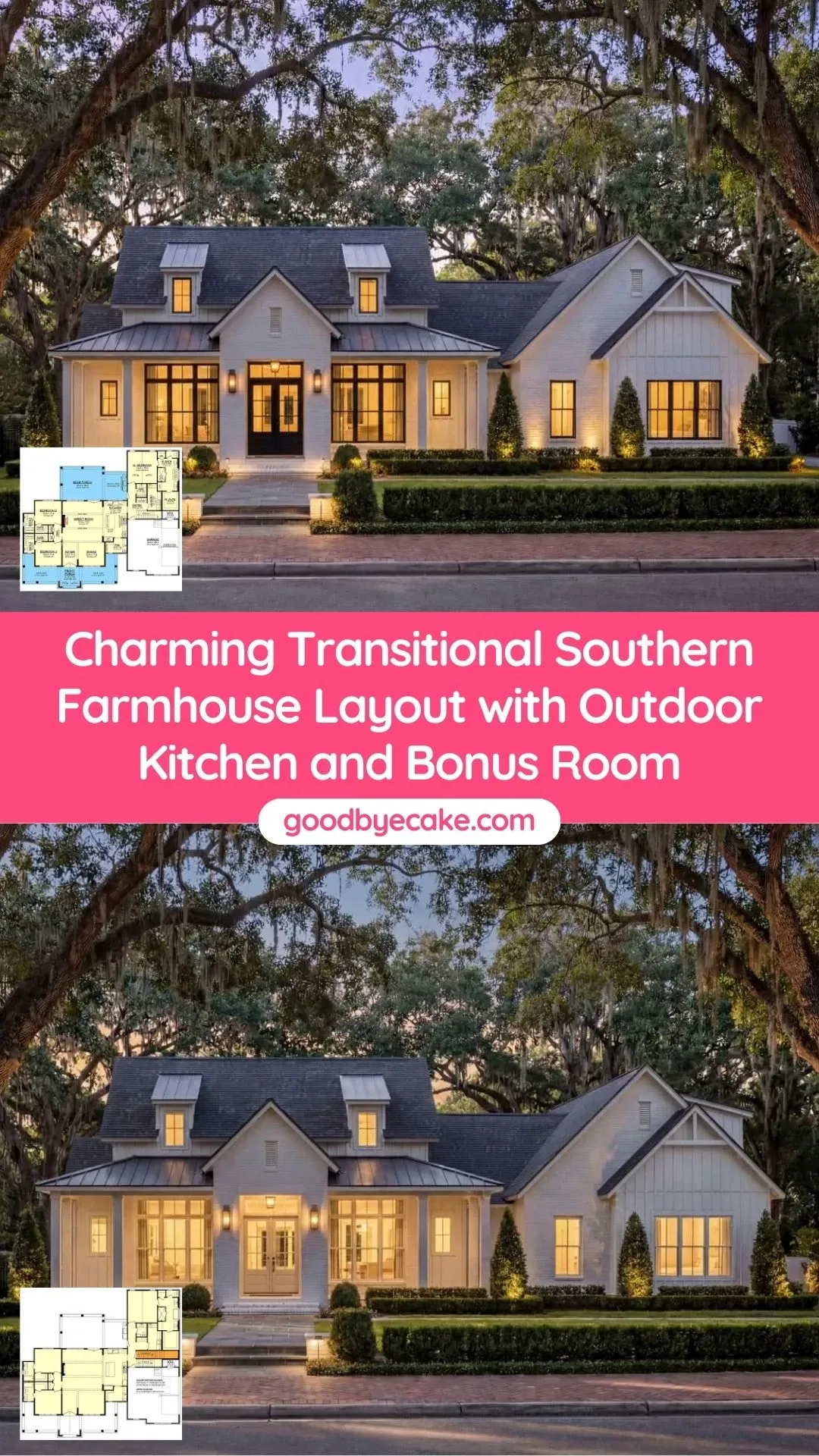 Southern Farmhouse Plan: Main Level, Bonus Room, and Basement Options