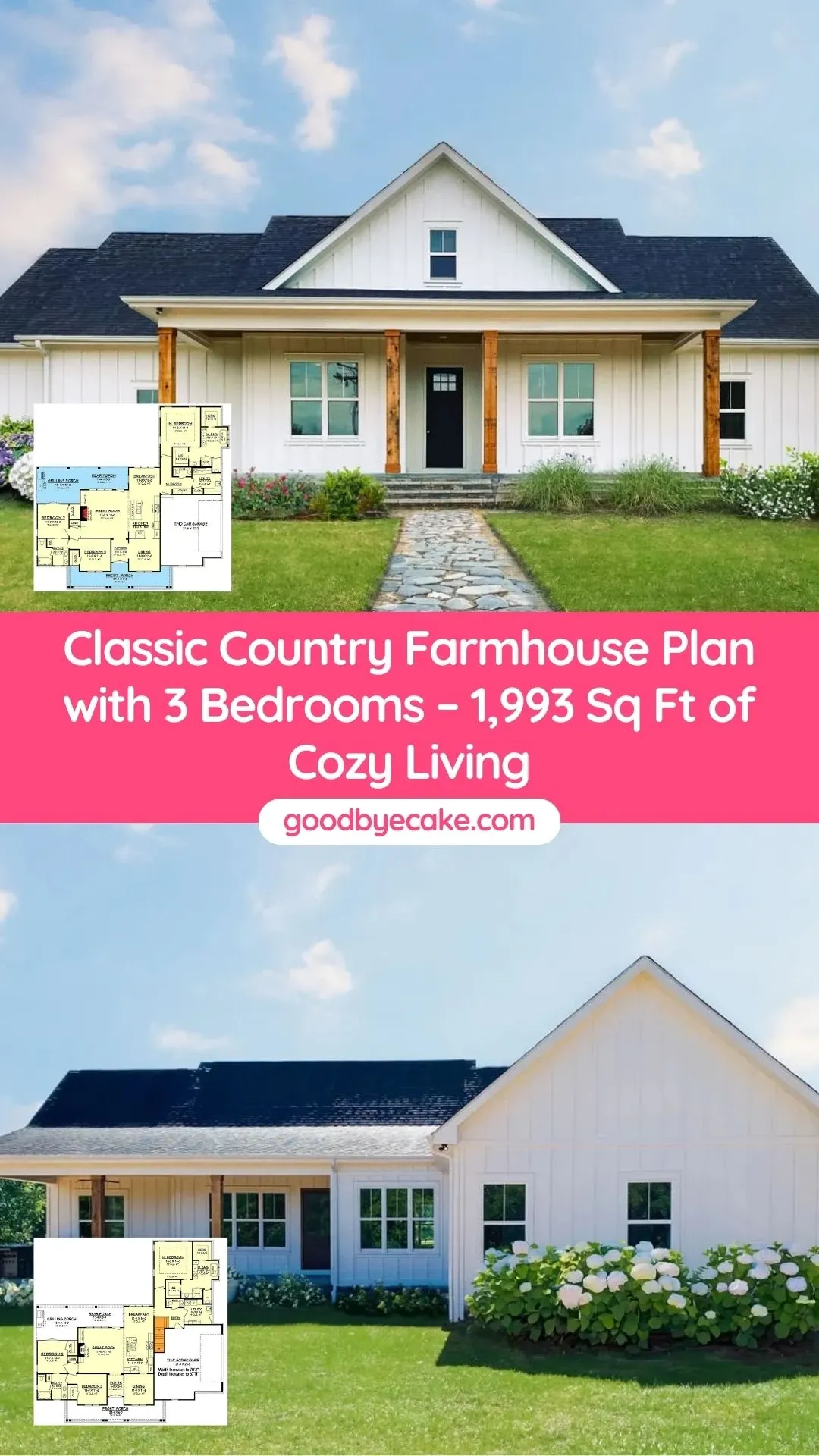 1,993 Sq Ft Modern Farmhouse Plan with Split Bedroom Layout