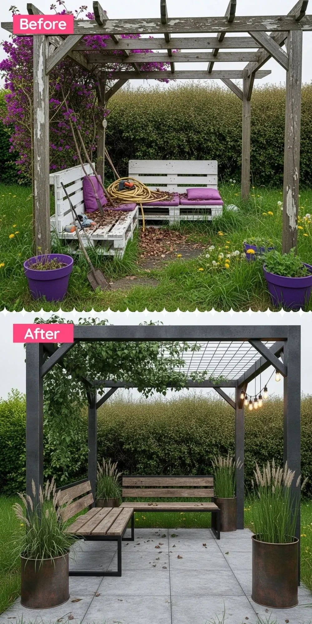 Industrial Chic with Metal, Wood, and Grasses