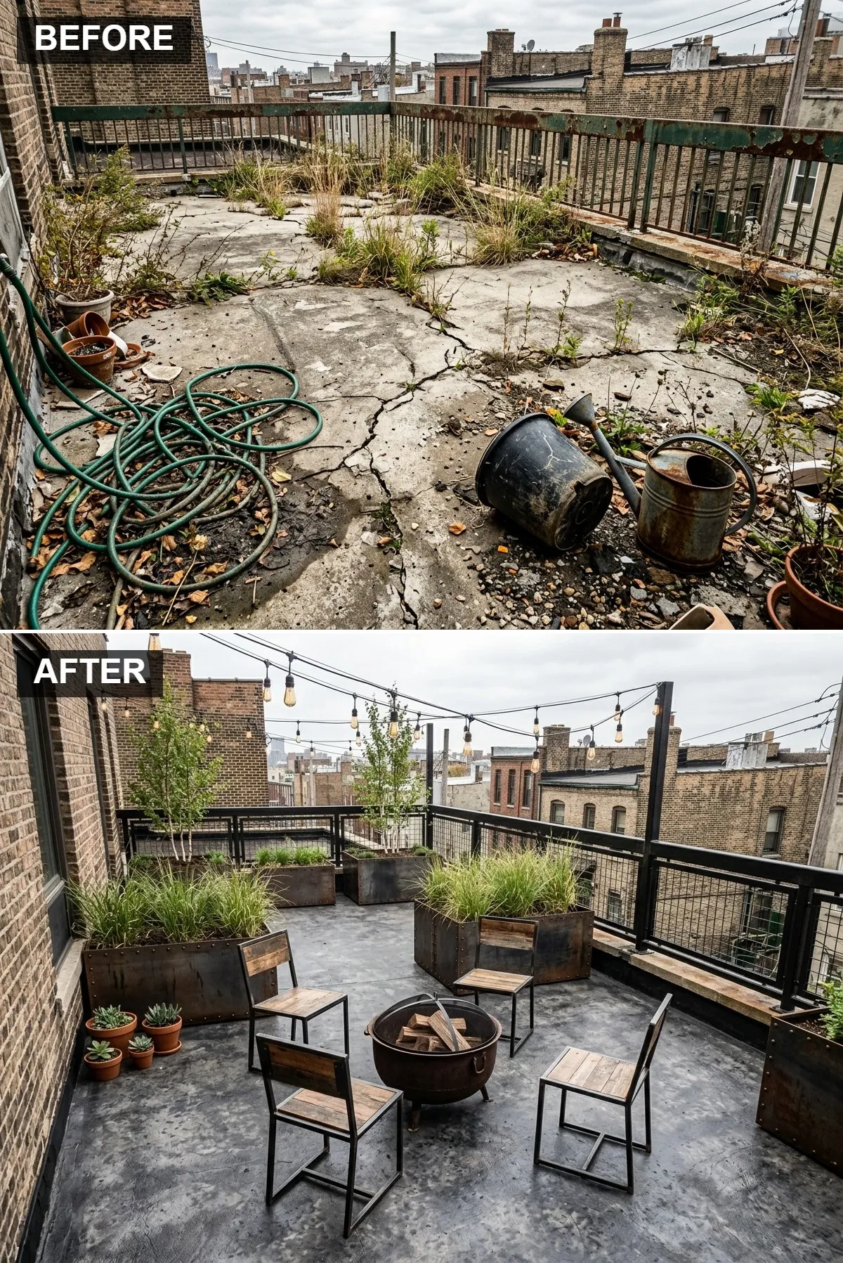 Industrial-Rustic Fire Pit Lounge