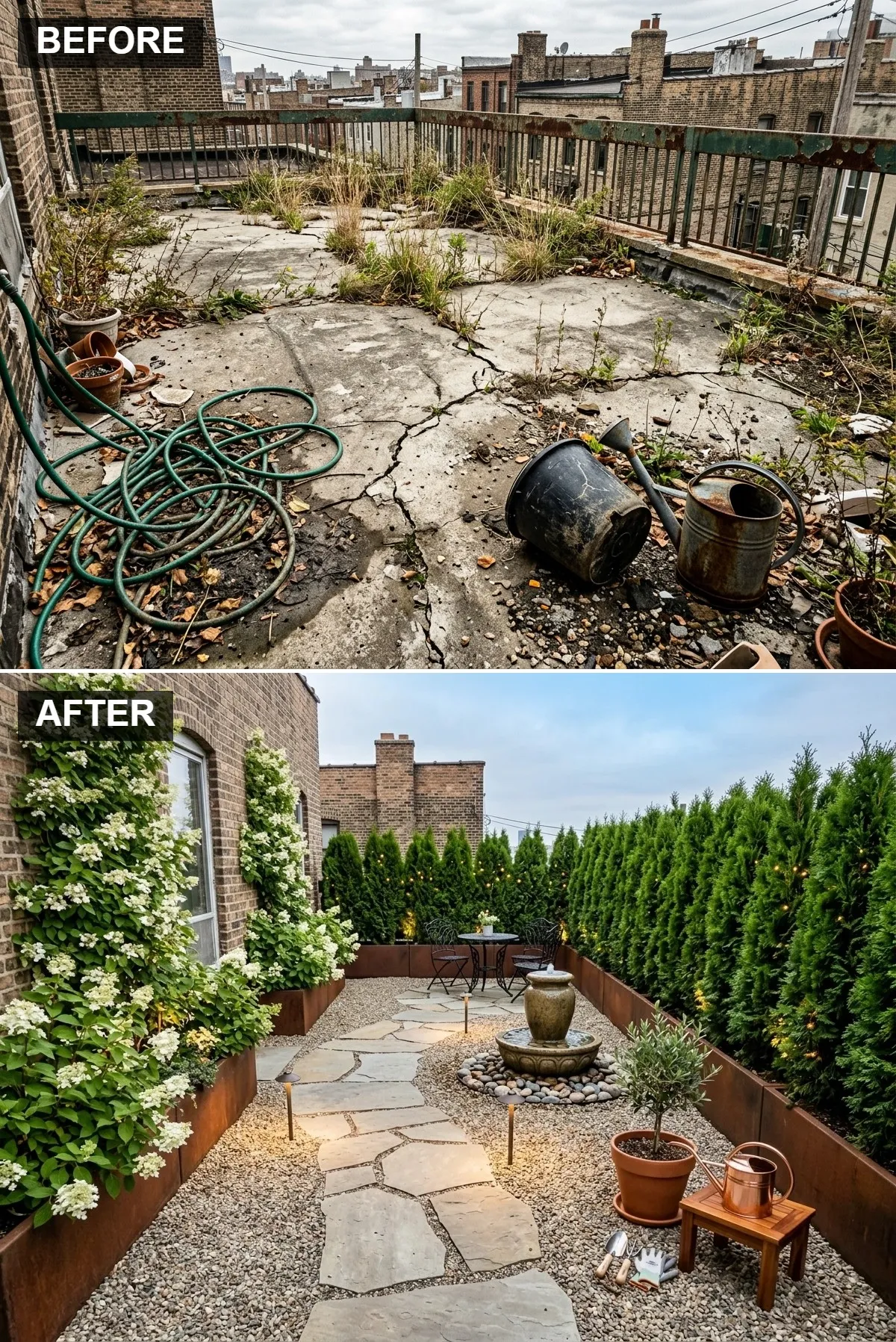 Lush Hydrangea & Stone Garden Path