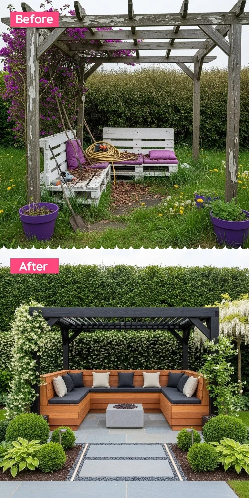 Contemporary Luxury with a U-Shaped Bench and Fire Table