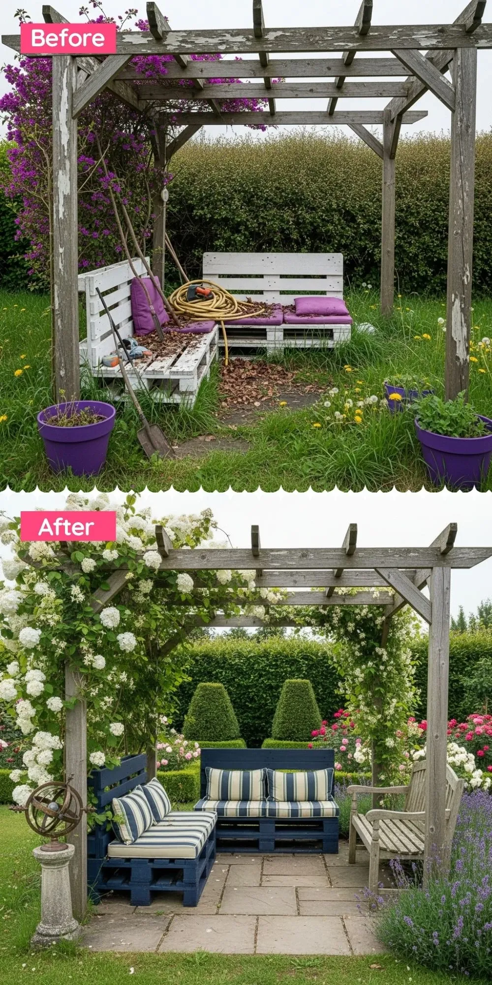 Classic English Garden with Roses and Blue Accents