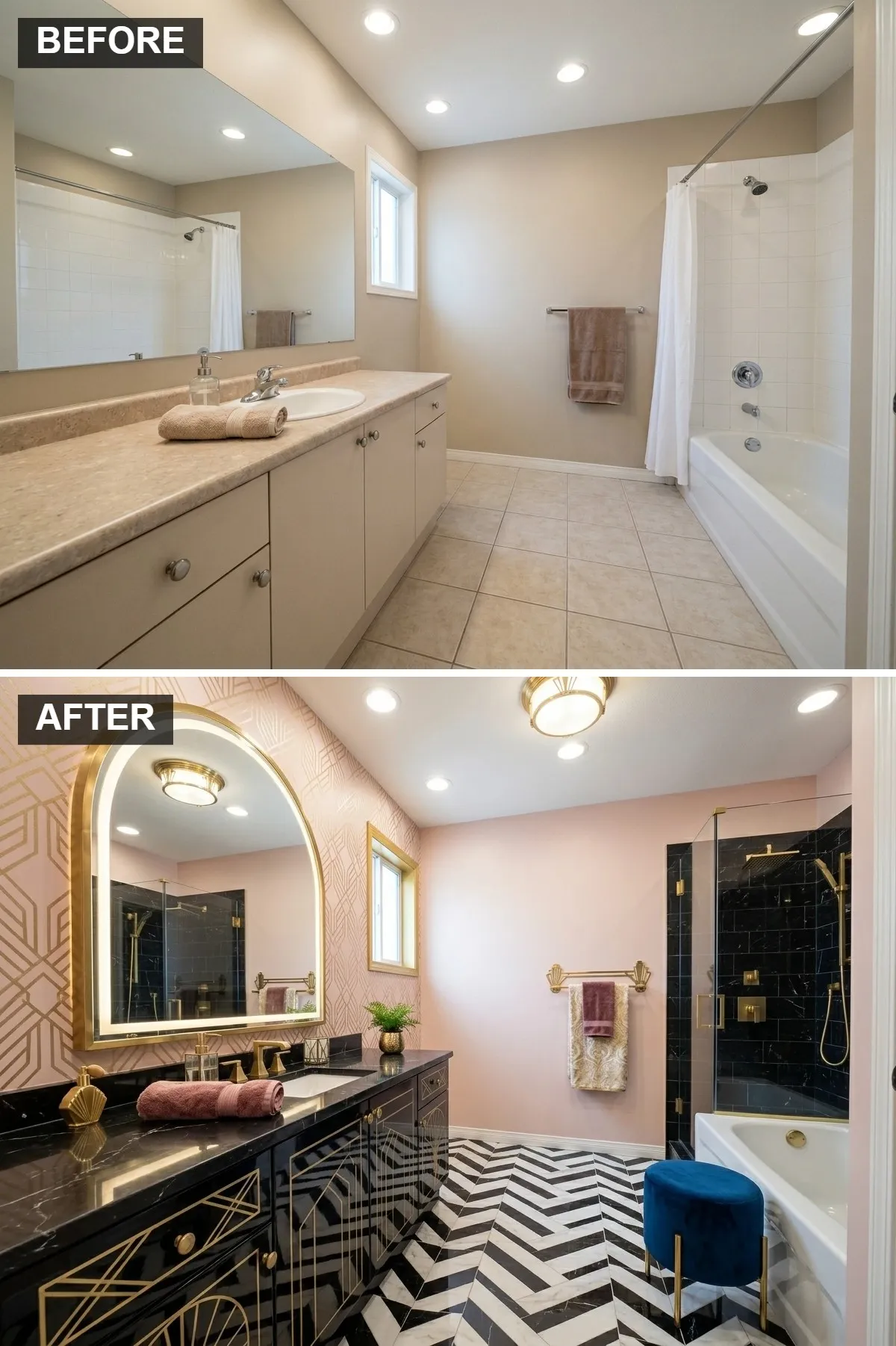 Art Deco Glam: Pink, Black, and Gold Geometric