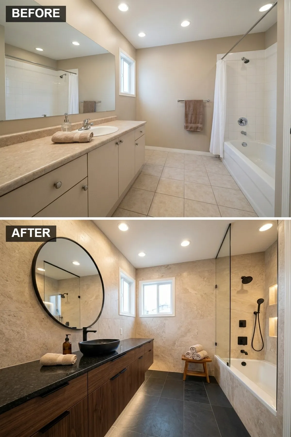 Modern Organic: Natural Stone and Dark Wood