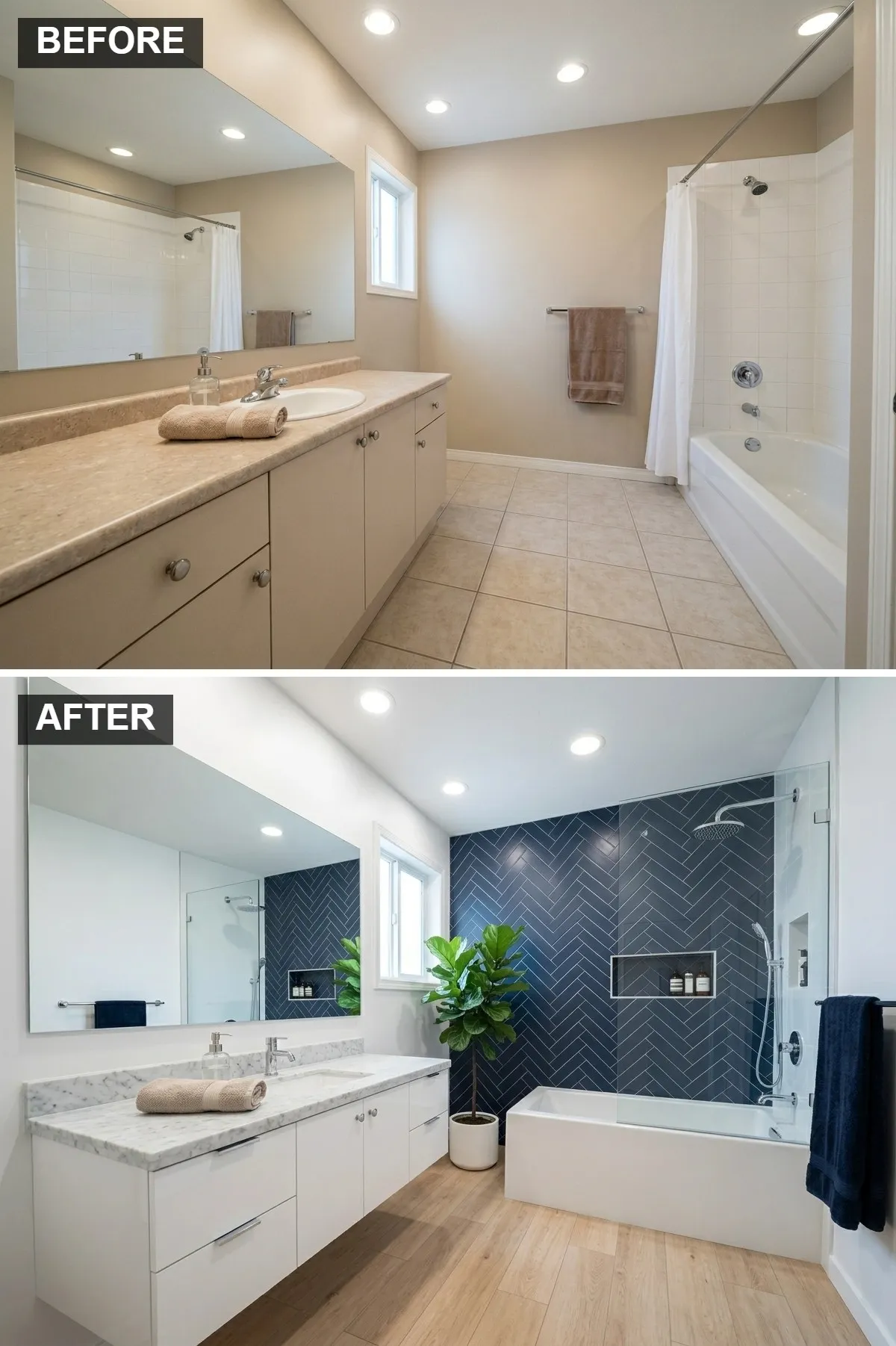 Coastal Chic: Navy Herringbone and Crisp White