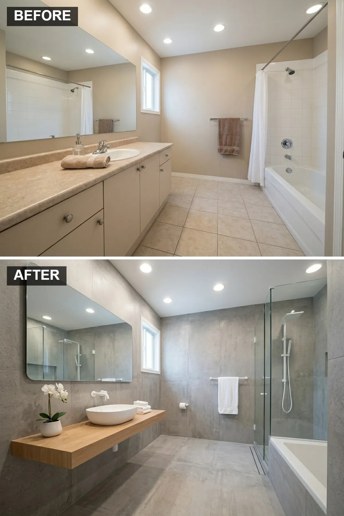 Industrial Edge: Concrete and Floating Wood