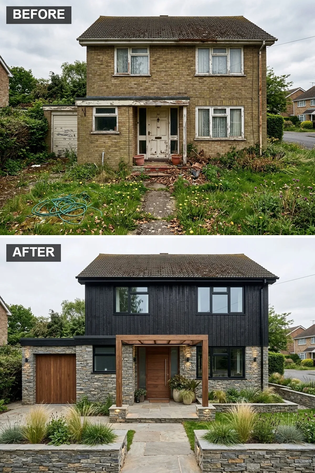 The Texture-Rich Stone and Charred Wood Home