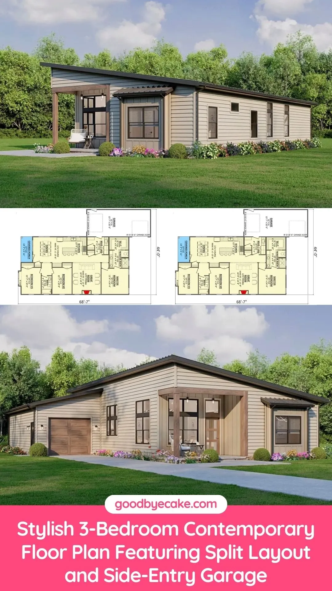 Interior & Exterior View: Modern 3-Bedroom Home