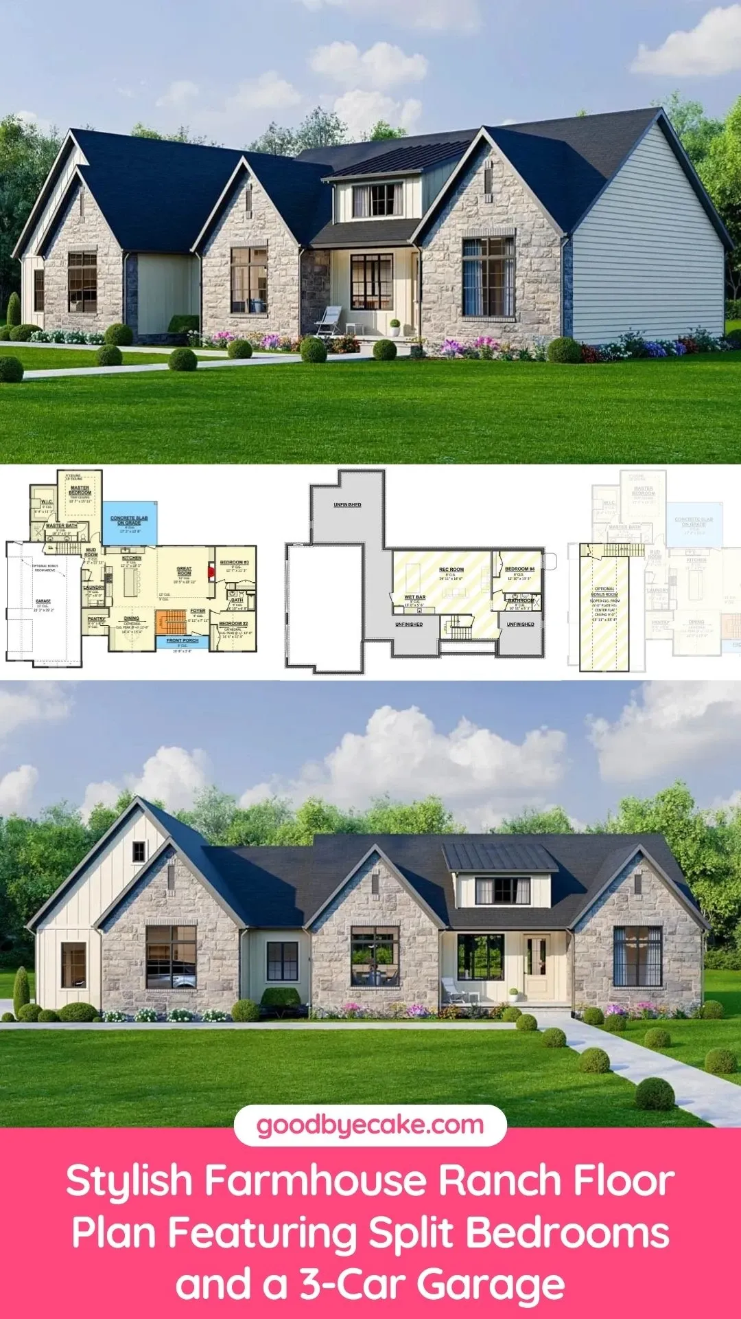 Transitional Farmhouse Exterior and Plan