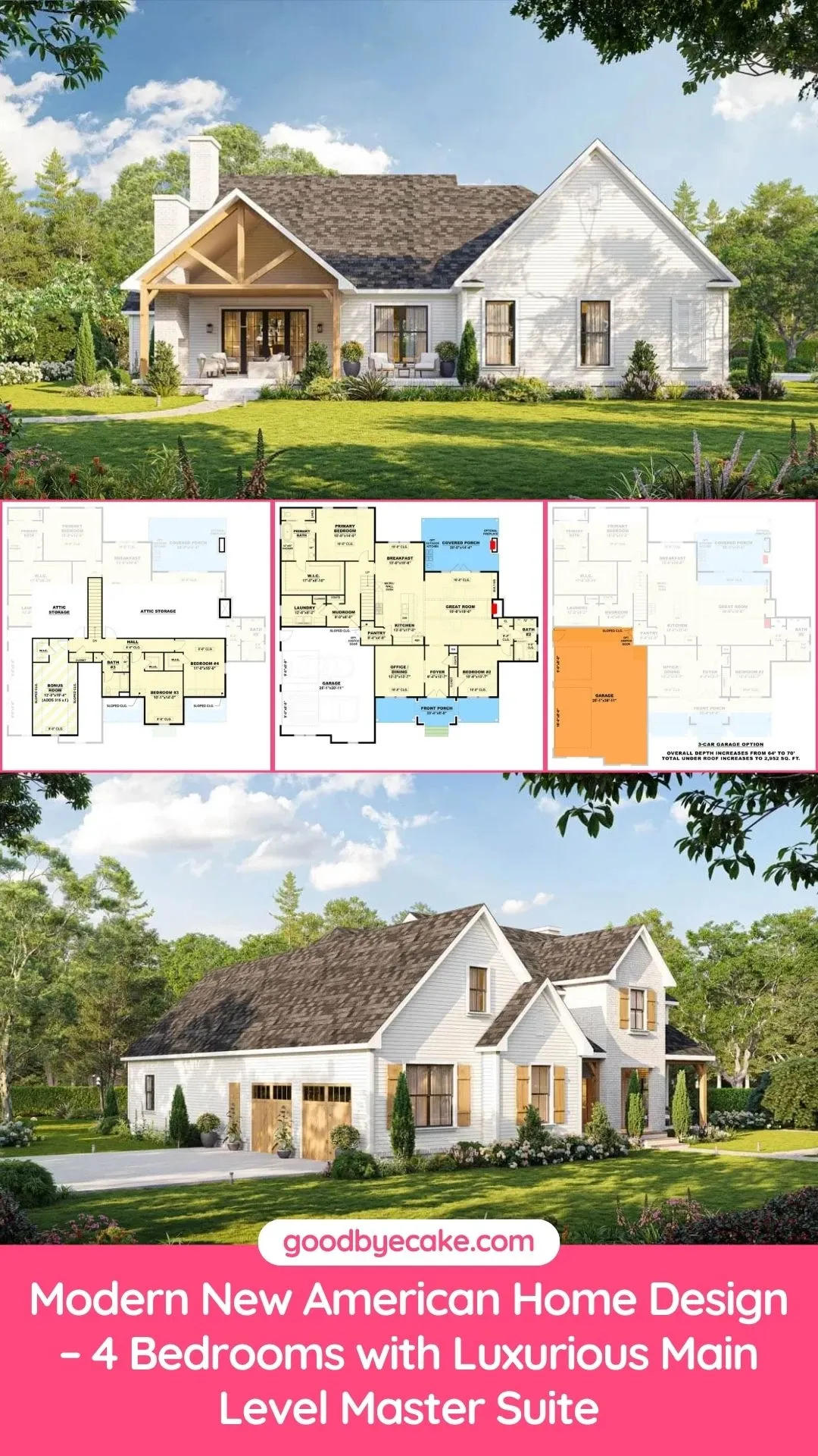Functional 4-Bed Farmhouse Plan with Main Level Living & Bonus Room
