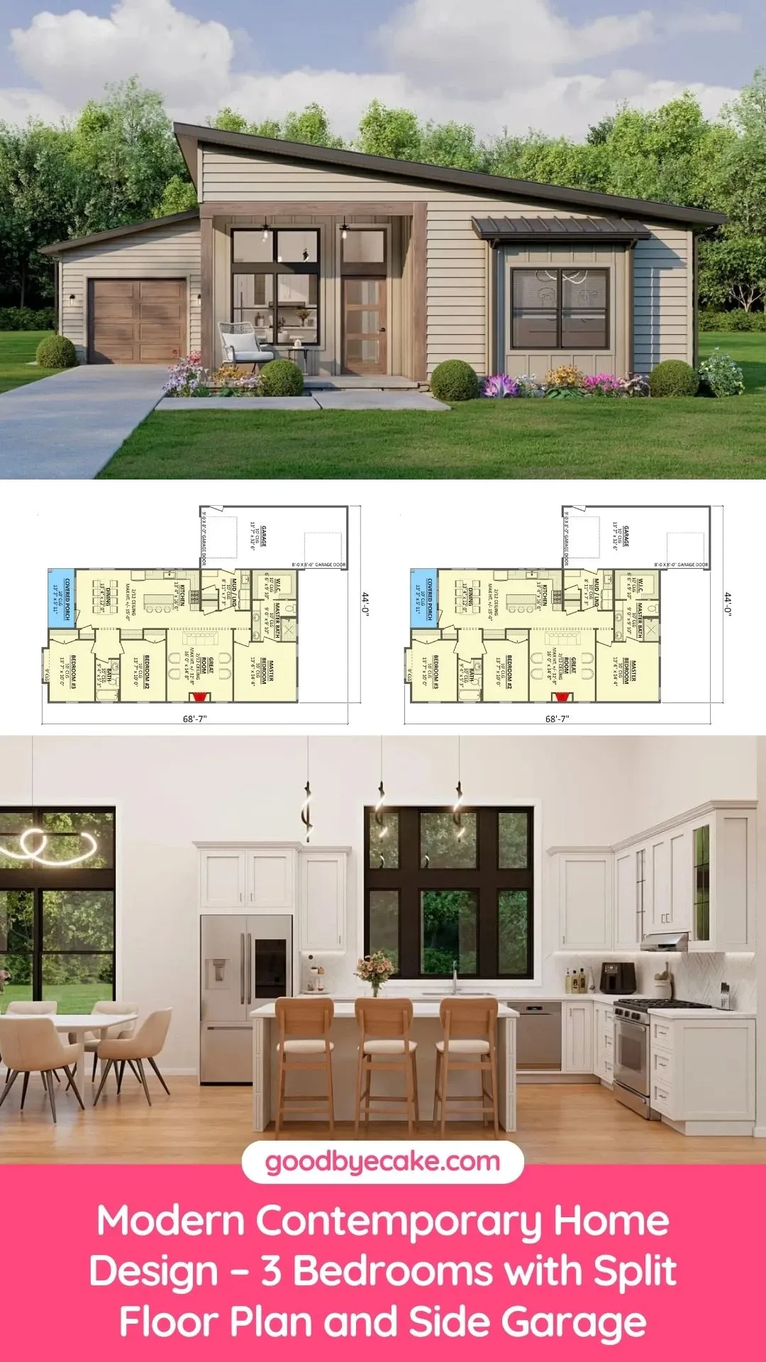 Contemporary Home with Side-Entry Garage Plan