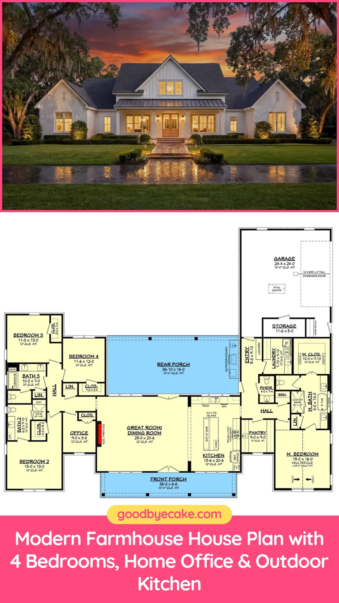 Detailed Floor Plan Review: 4-Bed Single-Story Modern Farmhouse