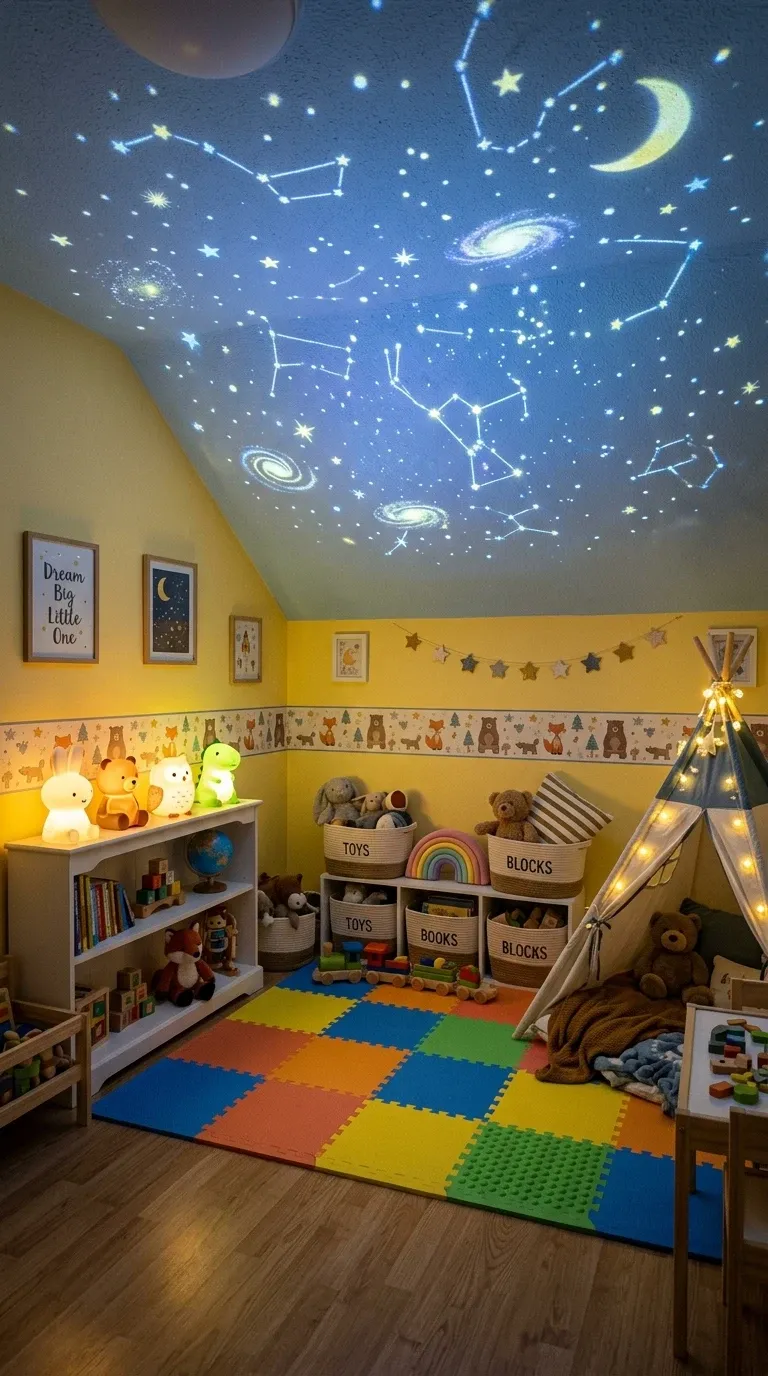 Magical Kids' Room with Star Projector (View 2)