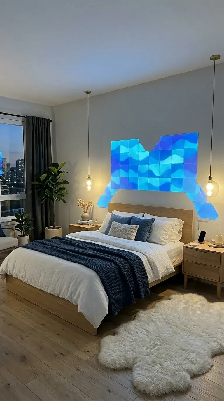 Modern Geometric LED Feature Wall