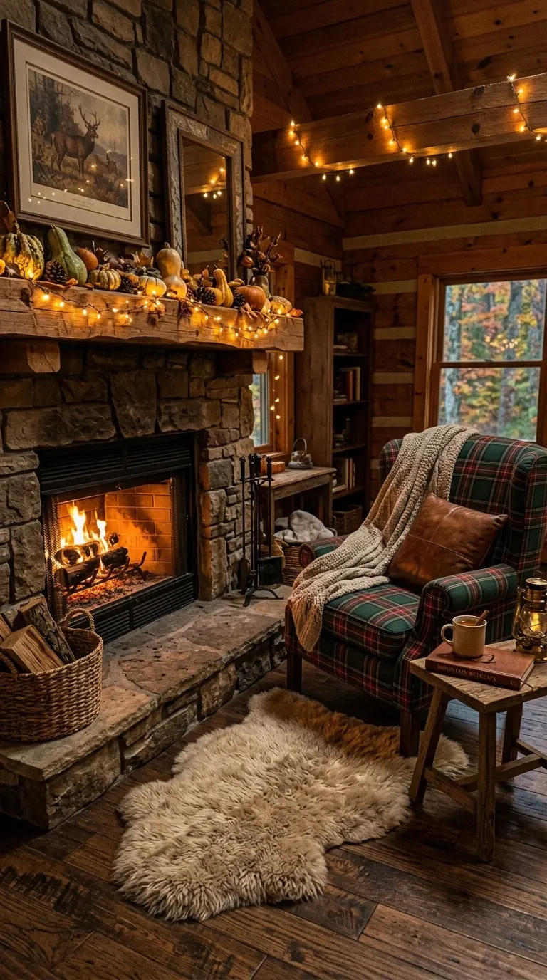 Rustic Cabin Fireplace Corner