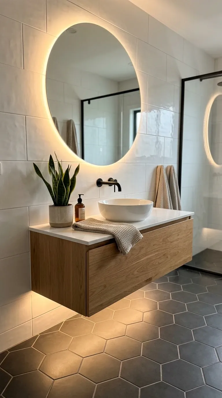 Sleek Bathroom with Floating Light