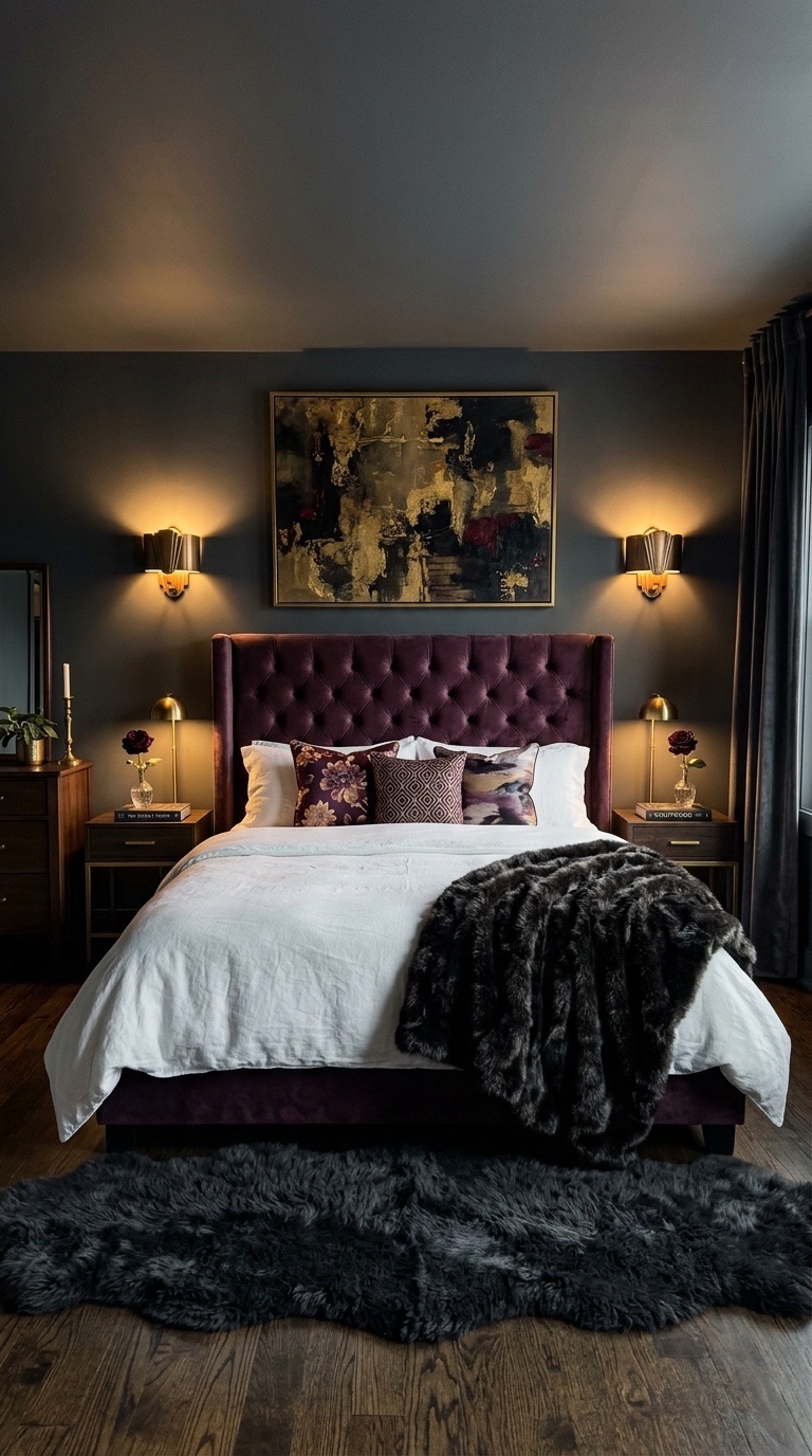 Moody Bedroom with Statement Art